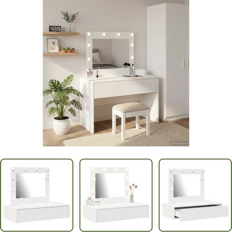 Schminktisch mit Spiegel -  Schminktisch mit Schubladen Weiß 83 x 40 x 70 cm Holzwerkstoff (1/5)
