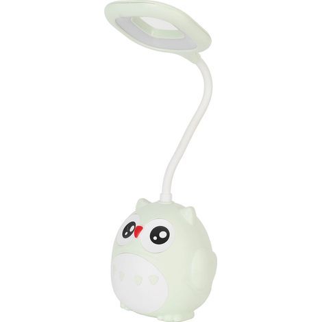 Lampe de bureau, porte-stylo, veilleuse, lampe LED de bureau rechargeable USB protégeant les yeux, motif hibou pour chambre d'étudiant, verte (1/5)