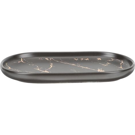 Plateau de Rangement pour Articles de Salle de Bain et Bijoux en Céramique Motif Marbre, Facile à Nettoyer, Élégant pour Bureau et Salle de Bain'-'- (1/5)