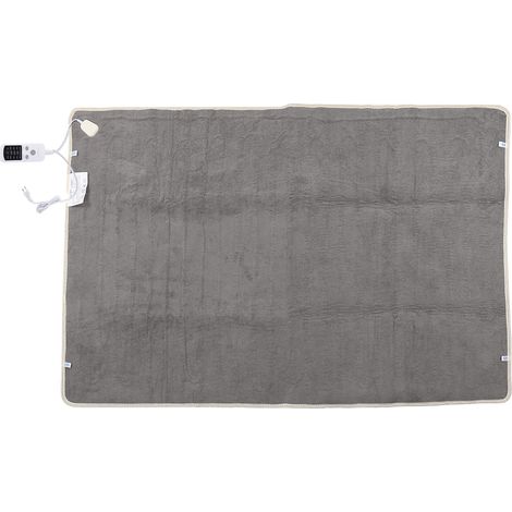 Ortviai Couverture Électrique Chauffante Grise 150 x 80 cm avec Interrupteur Intelligent et Chauffe Rapide en 60 s