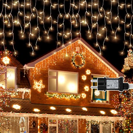 TolleTour LED Eisregen Lichterkette 200 LEDs 5m Warmweiß, 8 Modi, Memory-Funktion, 31V Lichtervorhang für Fenster Party Garten Wohnzimmer (1/5)