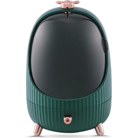 Boîte de rangement cosmétique, tiroir cosmétique anti-poussière avec lumière LED, convient pour la coiffeuse et la chambre (vert, taille M).