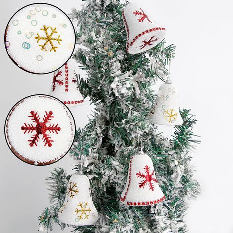Clochette Flocon De Neige - Décoration De Noël En Mousse Blanche - Pour Arbre À Cadre Bureau Ou Centre De Table - Lot De 4 (1/5)