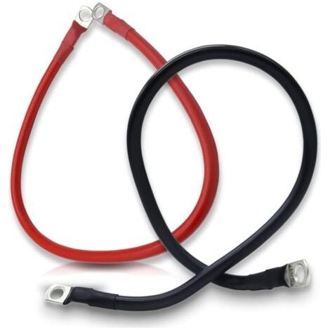 2 Pcs Cable Batterie Onduleur avec Borne à Anneau Fil de Cuivre, Câble de Batterie 12V, 16mm² 5AWG 50cm, pour Motos, Voitures, Bateaux, Solaire Rouge Noir (M8) (1/5)