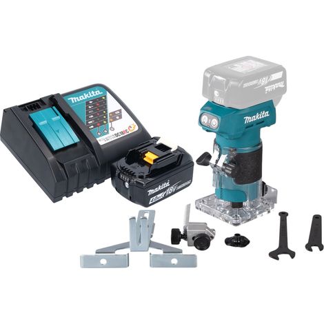 Makita DRT 52 RM1 Fraiseuse de bords sans fil 18 V 6 mm Brushless + 1x batterie 4,0 Ah + chargeur