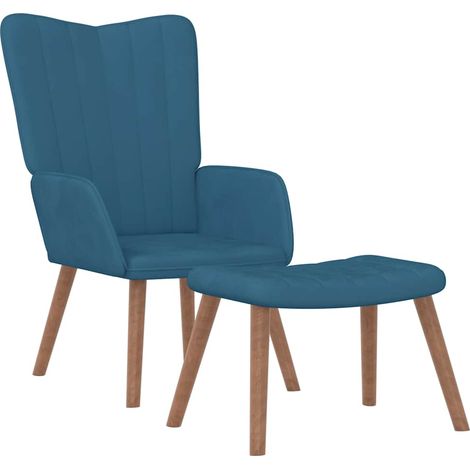 Maison Exclusive - Relaxsessel mit Hocker Blau Samt (1/5)