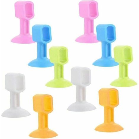 Lot de 10 butées de porte en silicone anti-collision, protections murales et poignées de porte, sans perçage, silencieuses, protègent les murs et les portes (5 couleurs)