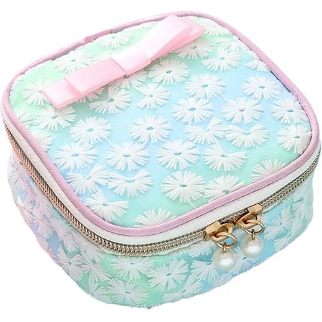 Sac De Rangement Pour Serviettes Hygiéniques - Avec Fermeture Éclair - En Coton Brodé - Capacité Élevée - Pour Usage Personnel Ou Voyage - 1 Pièce (1/5)
