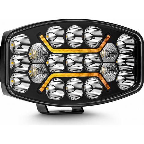 Phare de travail LED pour camion, lumière blanche et jaune fixe avec flash, feu de conduite auxiliaire (1/5)