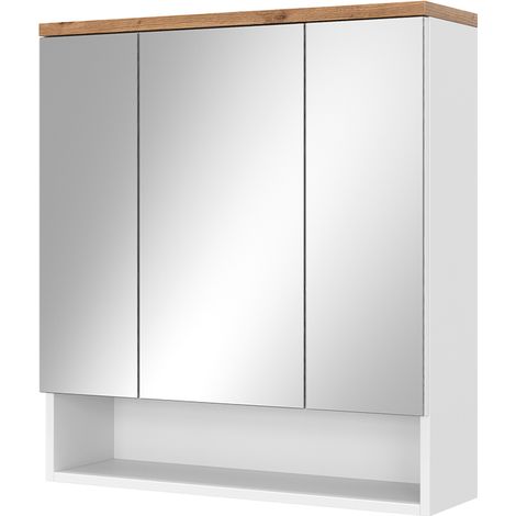 Armoire de toilette Eden, Blanc, 70 x 77.5 cm avec 3 portes, Vicco