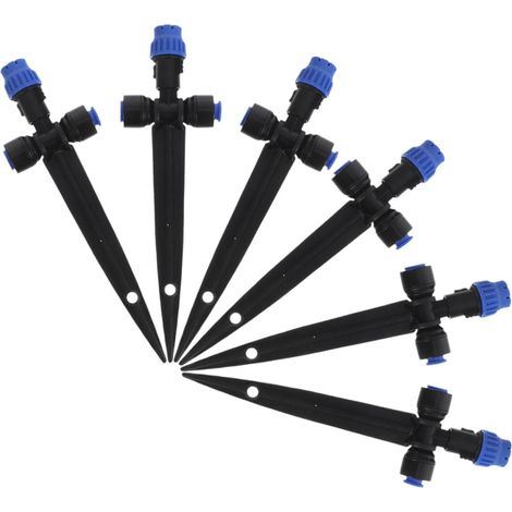 Connecteur de Goutte-à-goutte Jardin 6 Pièces en Plastique Noir (1/5)