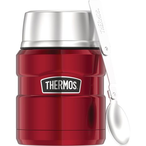 Thermos Stainless King Food Jar 0,47 l, Contenitore Termico in Acciaio Inox con Cucchiaio, Caldo per 6 Ore/Freddo 24 Ore, Assolutamente ermetico per zuppe, Cereali, Contenitore Termico per Cibo, (1/5)