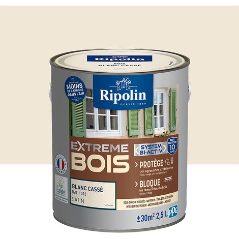 Ripolin – Peinture bois extrême satinée 2,5 L – Blanc cassé RAL 1013 – Haute protection jusqu'à 10 ans – Résiste aux intempéries et UV (1/5)
