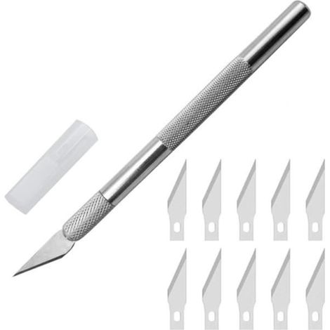 Ensemble Scalpel, Precision Cutter Scalpel avec 10 lames, Couteau pour Loisirs Créatifs, Cutter de précisioncouteau artisanal pour (1/4)