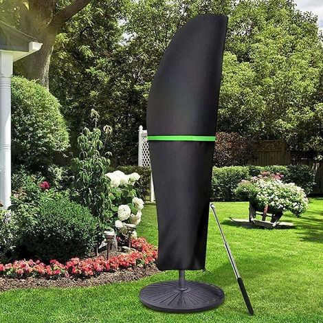 Housse de parasol neuve en tissu 420D, avec mât télescopique et fermeture Velcro, coupe-vent et anti-UV, adaptée aux parasols d'extérieur de 265 x 40/70/50 cm. (1/5)