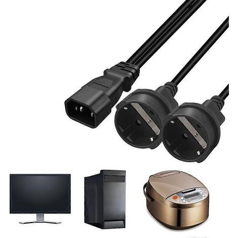 Câble adaptateur secteur flexible, prise IEC320 C14 vers prise jack 4,0 mm standard UE (1/4)