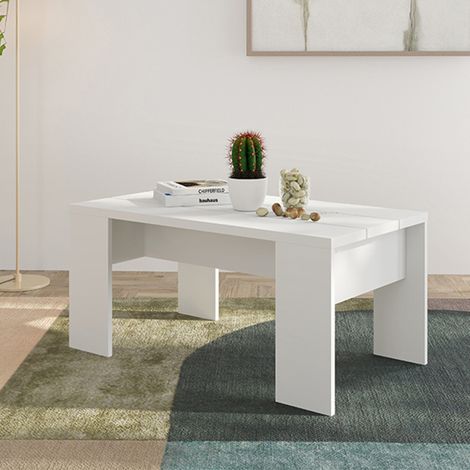 Mesa de Centro Riposto, Forma Rectangular, Tapa Color Blanco, Estructura Acabado Mate, 90x50x43h cm Blanco Mate (1/5)