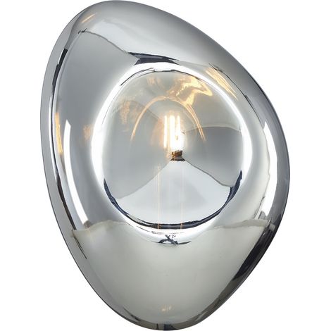 Applique Contemporanea Mabell Metallo Nero 1 Luce Diffusore Vetro Cromo (1/4)