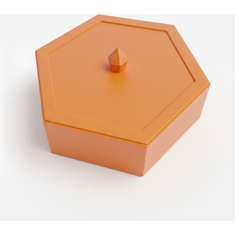 Scatola portagioie esagonale arancione con coperchio