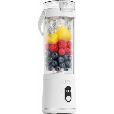 Blender Portable Électrique Gris à Bouton, Gobelet à Jus et Gobelet de Voyage