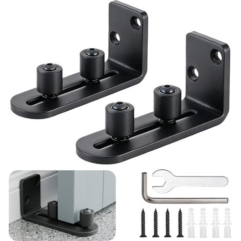 2Pcs Guide Porte Coulissante Réglable jusqu’à 65mm, Montage Mural (1/5)