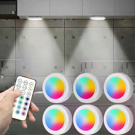 RGB-Farbunterbauleuchten, kabellos, batteriebetrieben, LED-Leuchten mit Fernbedienung, dimmbar, Kleiderschrank-Nachtlampe für Schlafzimmer und Küche (1/4)