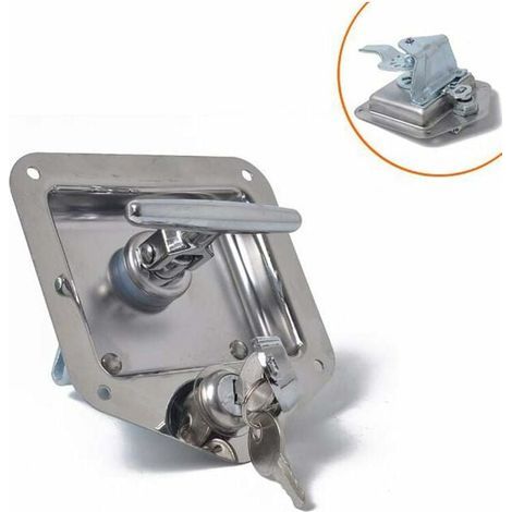 T Forme Acier Inoxydable Remorque RV Voyage Serrure Anti-vol Boîte À Outils Poignée Serrure de Porte pour Caravane Camion Camp Motorhome Patrol Car (1/5)