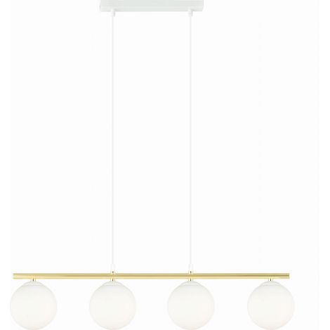 Lampadario Emibig Allora 4 luci E14 bianco oro in vetro (1/5)