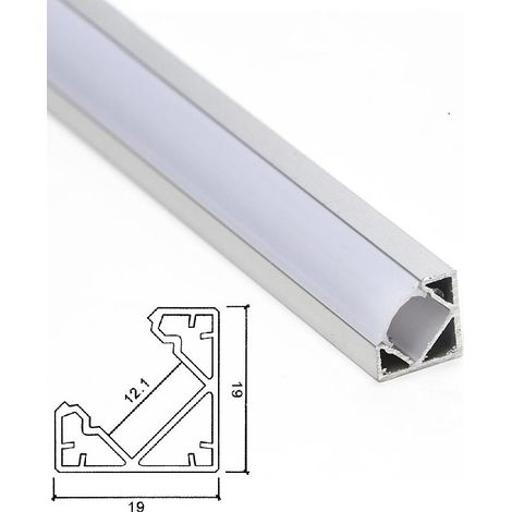 Profilo Alluminio angolare per Strisce Strip LED Barra Rigida Copertura Opaco (1/5)