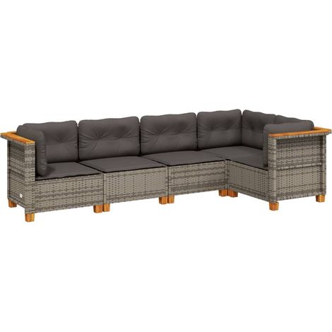 Maison Exclusive - 5-tlg. Garten-Sofagarnitur mit Kissen Grau Pol
