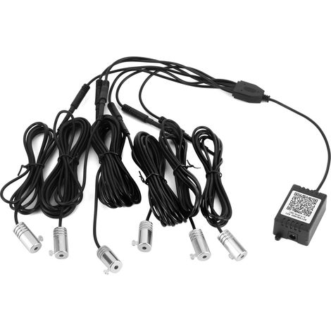 Lampe d'ambiance décorative intérieure à LED pour porte, tableau de bord, commande musicale, prise allume-cigare avec 6 LED (1/5)
