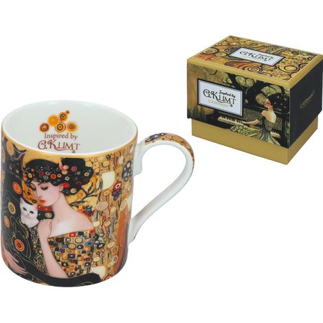 Mug en céramique, reproduction du tableau « Femme au chat » de Gustav Klimt, cadeau pour elle (1/5)
