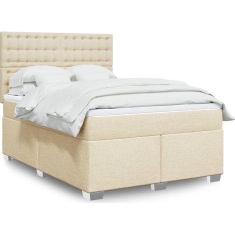 Boxspringbett mit Matratze Creme 160x200 cm Stoff vidaXL (1/5)