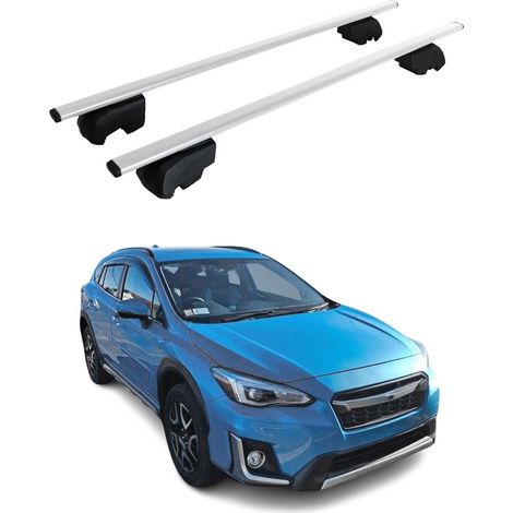 OMAC Dachtrager Quertrager für Subaru Crosstrek Hybrid 2019-2023 – City Crash getestet – ISO PAS 11154:2006 – Abschliessbar – Max 75 kg – 2 Stangen Stahl Silber (1/5)