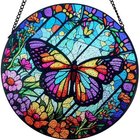 Attrape-soleil papillon pour fenêtre intérieure, décoration en vitrail pour maison, jardin, chalet (30 cm) (1/5)