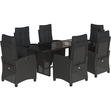 Maison Exclusive - 7-tlg. Garten-Essgruppe mit Kissen Schwarz Pol