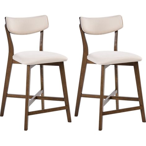 Set di 2 sedie da bar senza braccioli con seduta in tessuto marrone e bianco sporco Yuma