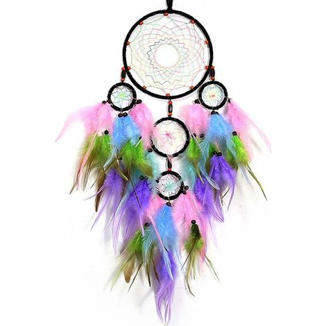 Attrape-rêves avec grandes plumes - Décoration murale pour chambre à coucher - 5 couleurs (1/5)