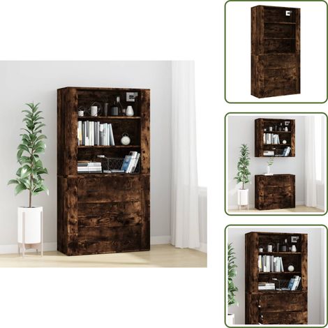 Buffet haut Chêne fumé Bois d'ingénierie - Buffet Design - Buffet Moderne - Buffet En Bois - Buffet Rangement - Meuble Tv (1/5)