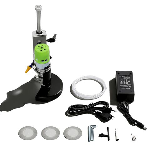 Máquina cortadora de botellas de vidrio, 150 W, entrada de 110-240 V, velocidad máxima 6000 rpm, tamaño 13 x 20 x 30 cm, rotación ajustable de 360°. (1/5)