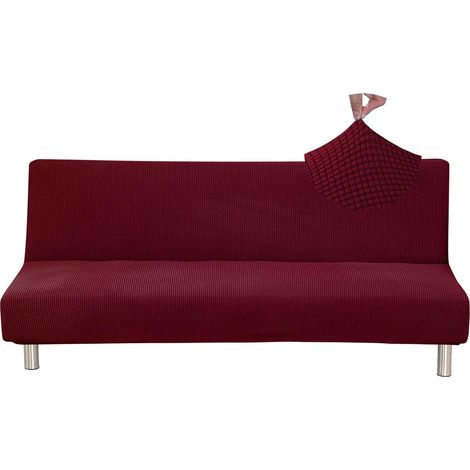 Housse de Canape Clic Clac Extensible 3 Places, Housse de Canapé sans Bras Élastique, Couverture de Canapé Jacquard, Couverture de Canapé-Lit Universel,Jacquard Bordeaux (1/5)