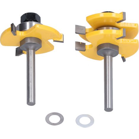 Set aus 2 T-förmigen 3-Zahn-Fräsern für Holz, Hartmetallschneiden, 1/4-Zoll-Schaft, Holzbearbeitungswerkzeug. (1/5)