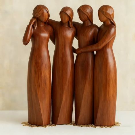 Statue Amis - Résine Main Peinte à la Main - Dégradé Océan - Décoration Intérieure pour Maison Bureau - Cadeau Anniversaire Noël - Lot de 4 (1/5)