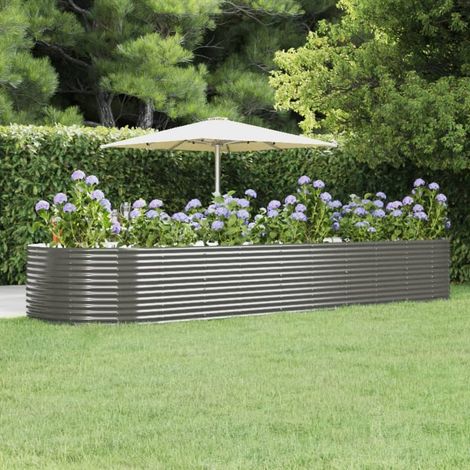 Jardinière Bac A Fleur Gris 447x140x68 cm Acier enduit de poudre 65093 (1/5)
