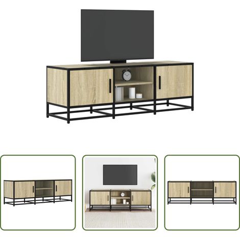 Rangement salon - Meuble TV chêne sonoma 120x35x41 cm bois d'ingénierie et métal (1/5)
