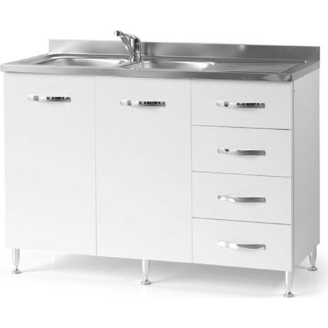 Küchenspüle White Ash 2 Türen w - Schublade DX Cm 120x50xH 85