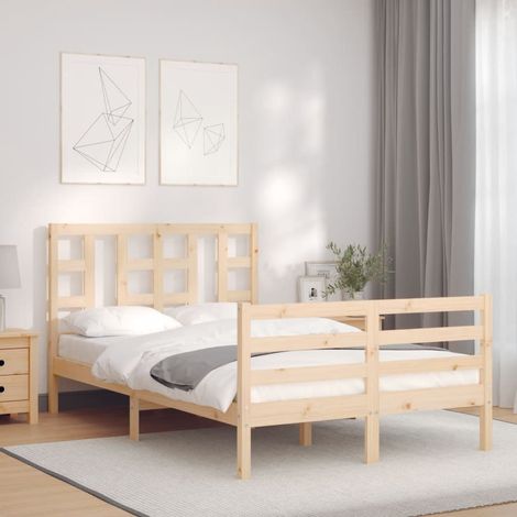 Bed Frame without Mattress Small Double Solid Wood Pine vidaXL (1/5)