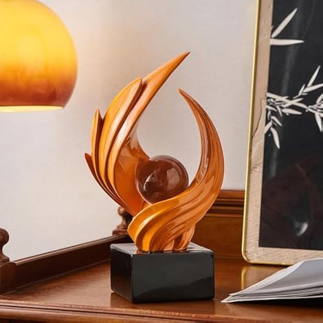 Statues Décoratives Moderne en Forme de Tourbillon pour Salon, Chambre à Coucher, Statue Minimaliste Décoration d'étagère, Sculpture d'art Abstrait pour Bureau Table Basse Buffet (Orange) (1/5)