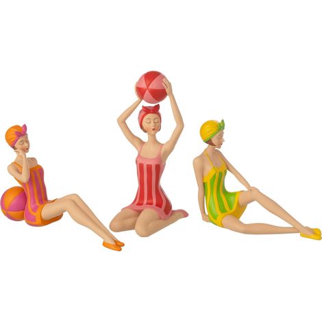 Figurine baigneuse rétro en polyrésine - multicolore