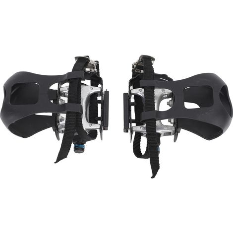 1 paire de pédales de vélo d'exercice en aluminium avec cale-pieds et sangles 9/16 (1/5)